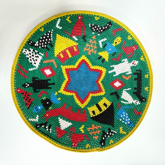 African Zulu Telephone Wire Basket / Bowl Woven Platter - Picture 2 of 15